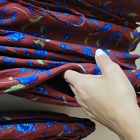 FREE PEOPLE Burgundy Flower Fields Mini Dress Size small - Picture 7 of 8